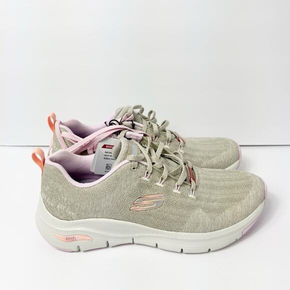 SKECHERS WOMEN ARCHFIT COMFY WAVE BEIGE PINK SIZE US 10 NEW WITH TAGS - Picture 3 of 6